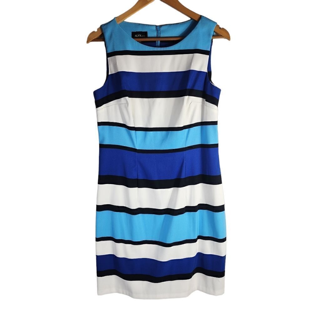 Alyx Dress Blue White & Black Striped Dress